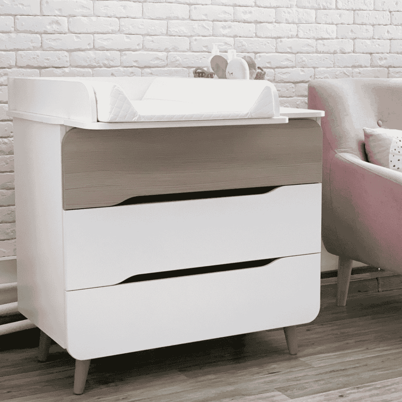 Cassettiera per bambini Belitto Gekko Kids, 89x49x80 cm. Colore: bianco-beige