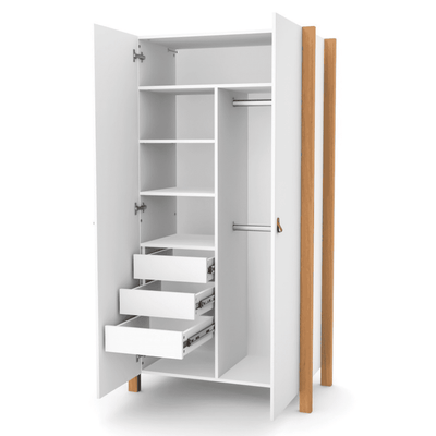 Armadio per bambini Zukko 960 Gekko Kids. Colore: bianco-legno naturale