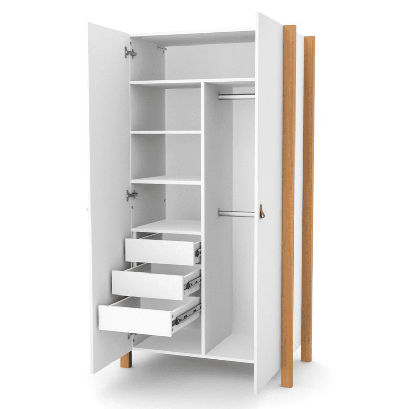 Armadio per bambini Zukko 960 Gekko Kids. Colore: bianco-legno naturale