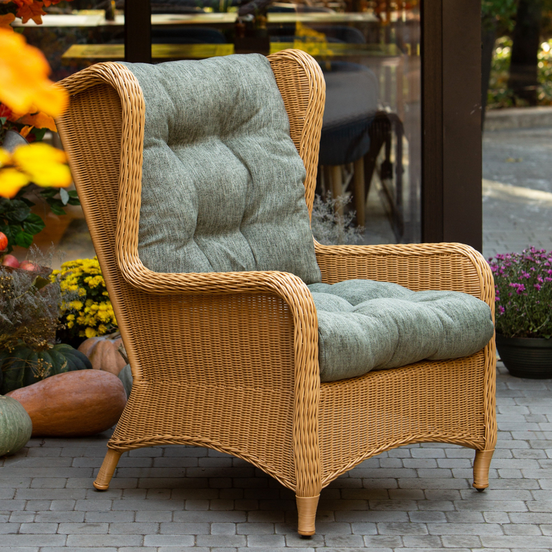 Grande poltrona in rattan sintetico LONDON. Colore: beige