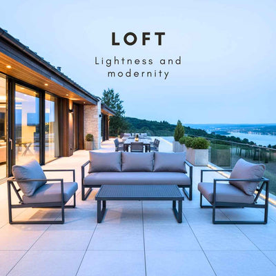 Divano da giardino grande a tre posti LOFT. Colore: grafite