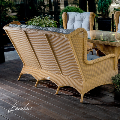 Grande divano a tre posti in rattan sintetico LONDON. Colore: beige