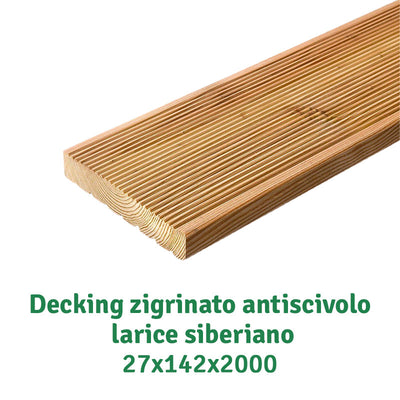Decking zigrinato antiscivolo J/H; 27х142х2000; BC; larice siberiano