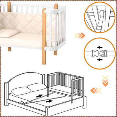 Lettino affiancabile per neonati Zukko Gekko 120x60. Evolutivo – con funzione di trasformazione disponibile. Può essere dotato di ruote o di meccanismo a dondolo per la nanna. Colore: Bianco – Faggio Naturale.