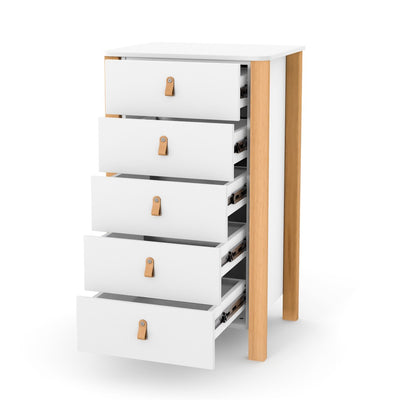 Cassettiera per bambini Zukko 600 Gekko Kids. Colore bianco-legno naturale.