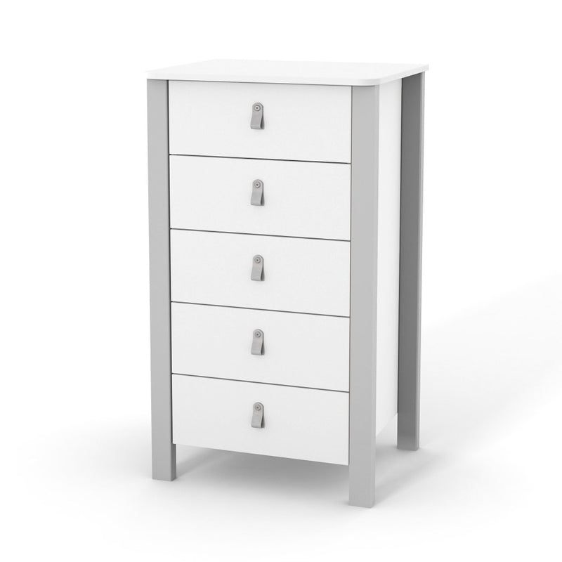 Cassettiera per bambini Zukko 600 Gekko Kids. Colore bianco-grigio.