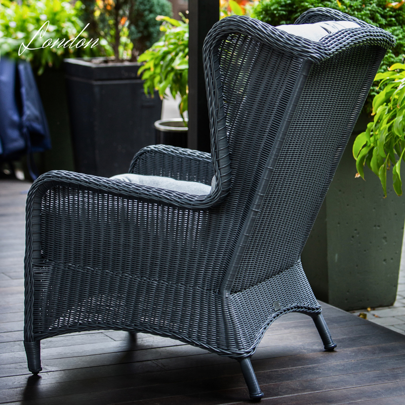 Grande poltrona in rattan sintetico LONDON. Colore: grafite