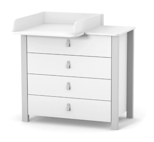 Cassettiera per bambini ZUKKO 900 Gekko Kids. Colore bianco-grigio.