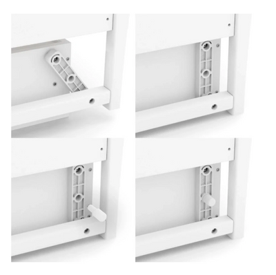 Lettino per neonati affiancabile al letto Sleeppo Gekko 120x60. Può essere utilizzata con ruote oppure con meccanismo a dondolo per cullare delicatamente il bambino. Colore bianco.