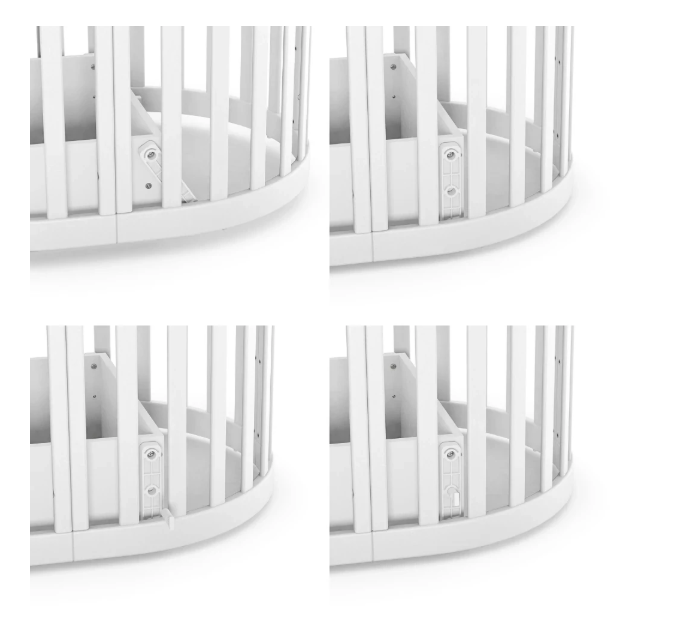 Lettino rotondo per neonati affiancabile al letto Mikko Gekko 140x70. Crescente – disponibile la funzione di trasformazione. Può essere dotata di ruote oppure di meccanismo a dondolo per cullare il bambino. Colore beige