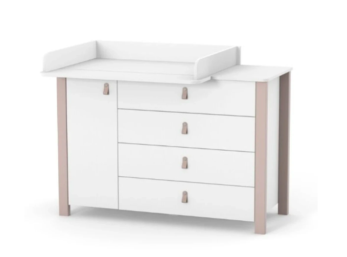 Cassettiera per bambini ZUKKO 1200 Gekko Kids. Colore bianco-beige.