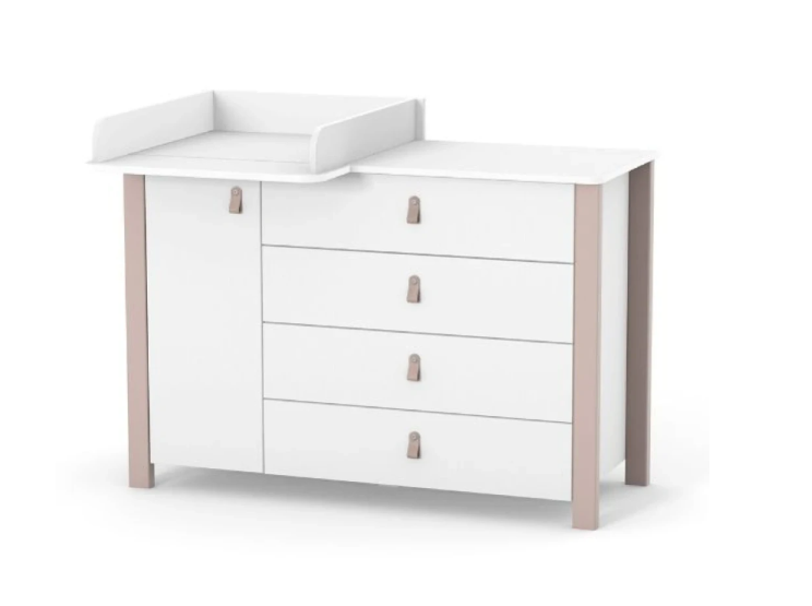 Cassettiera per bambini ZUKKO 1200 Gekko Kids. Colore bianco-beige.