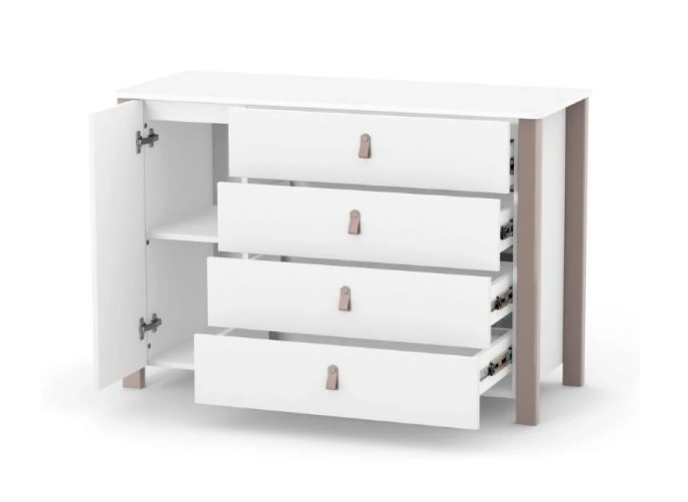 Cassettiera per bambini ZUKKO 1200 Gekko Kids. Colore bianco-beige.
