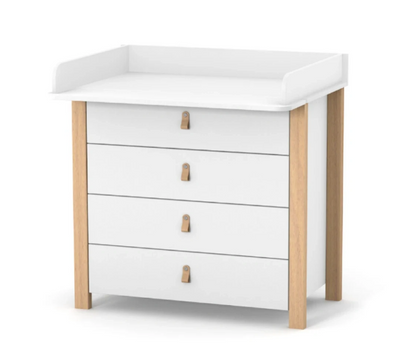 Cassettiera per bambini ZUKKO 900 Gekko Kids. Colore bianco-legno naturale.