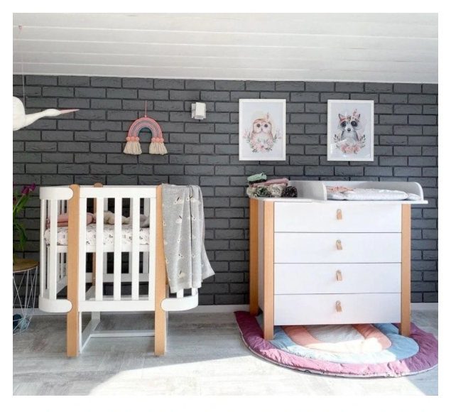 Cassettiera per bambini ZUKKO 900 Gekko Kids. Colore bianco-legno naturale.