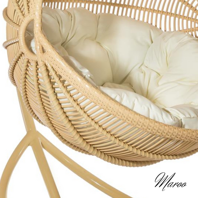 Poltrona sospesa di alta qualità con supporto MAROO Terico – sedia a dondolo a forma di uovo. Beige.