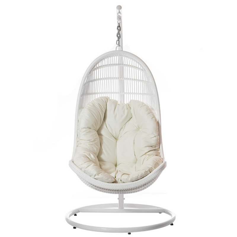 Poltrona sospesa di alta qualità con supporto PARMA Terico — sedia a dondolo con ergonomia della poltrona classica. Bianca.