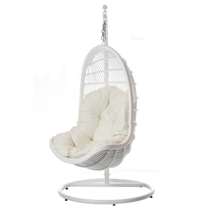 Poltrona sospesa di alta qualità con supporto PARMA Terico — sedia a dondolo con ergonomia della poltrona classica. Bianca.