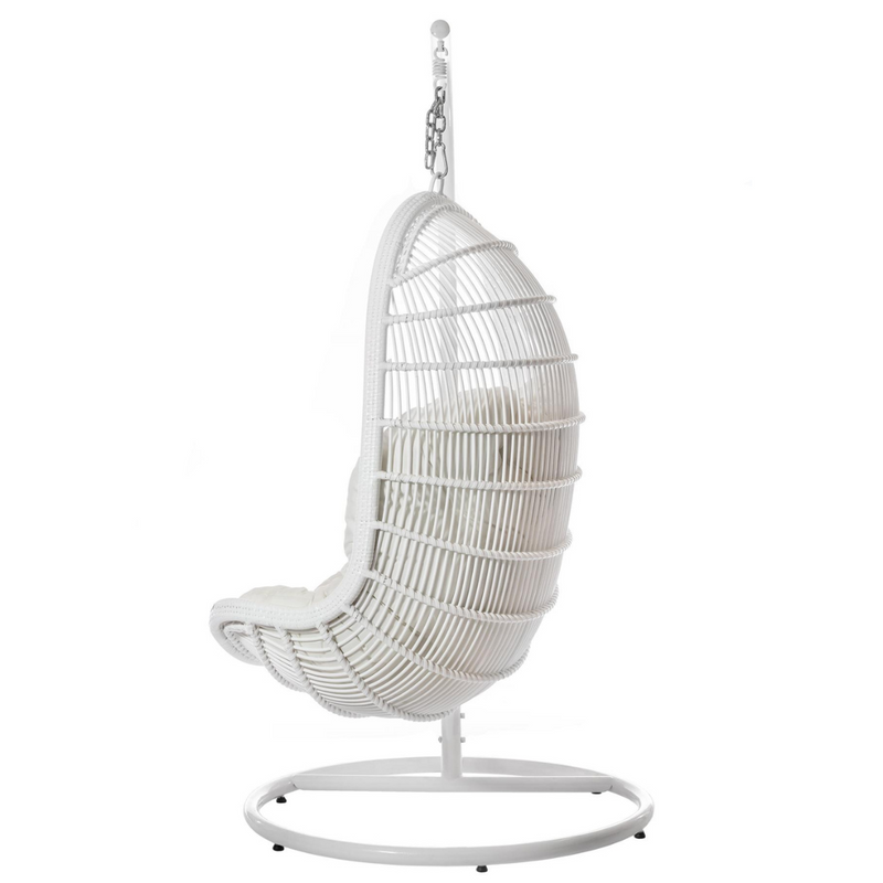 Poltrona sospesa di alta qualità con supporto PARMA Terico — sedia a dondolo con ergonomia della poltrona classica. Bianca.