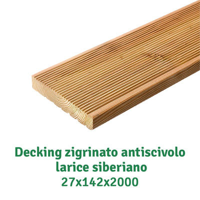 Decking zigrinato antiscivolo J/H; 27х142х2000mm; AB; larice siberiano